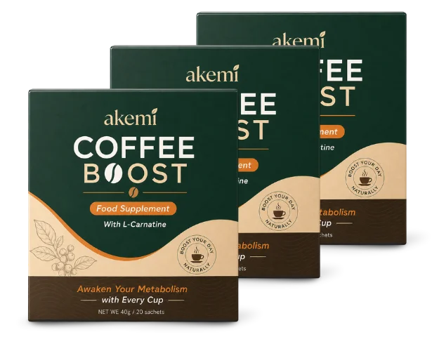 3 boxes of Akemi Coffee Boost, 60 sachets